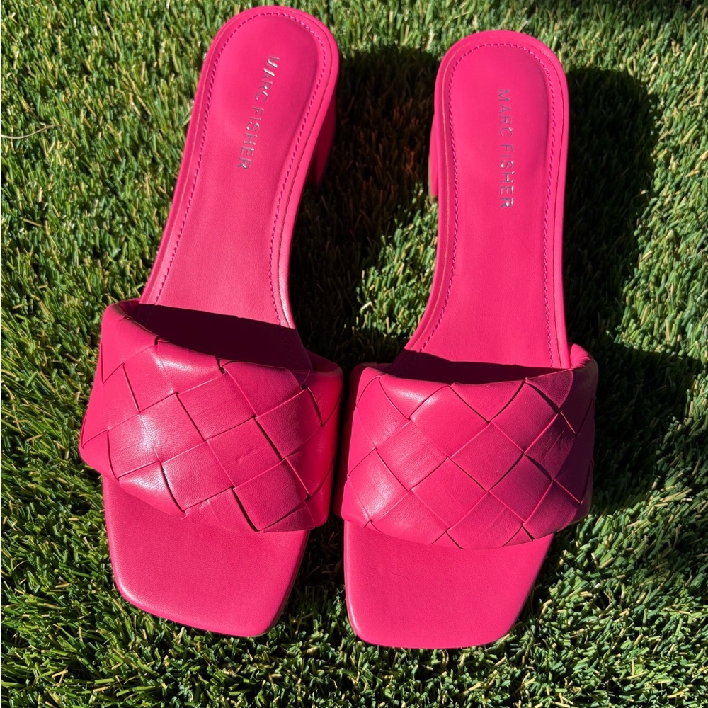 Marc Fisher Hot Pink Woven Slide Mules